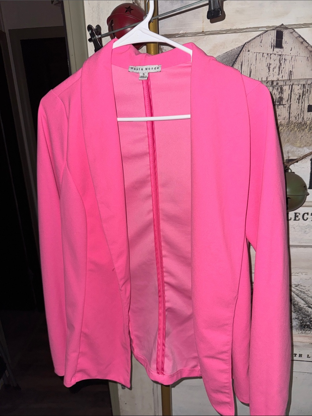 Haute Monde Bright Pink Open-Front Blazer